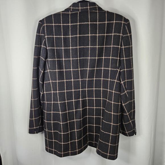 Chaus Women's Black Vintage Plaid Lambs Wool Double Breasted Career Blazer Sz 12 - Picture 5 of 8